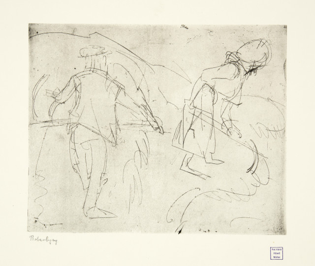 Albert Müller : Bauern beim Mähen, 1925, edition 1968