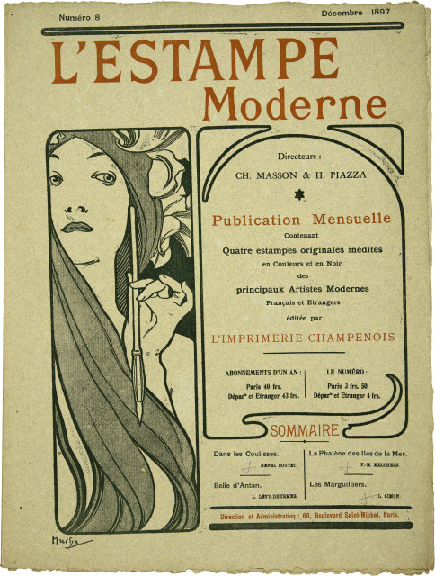 Alfons Mucha  : Femme à la plume (L'Estampe Moderne,  ..., 1897