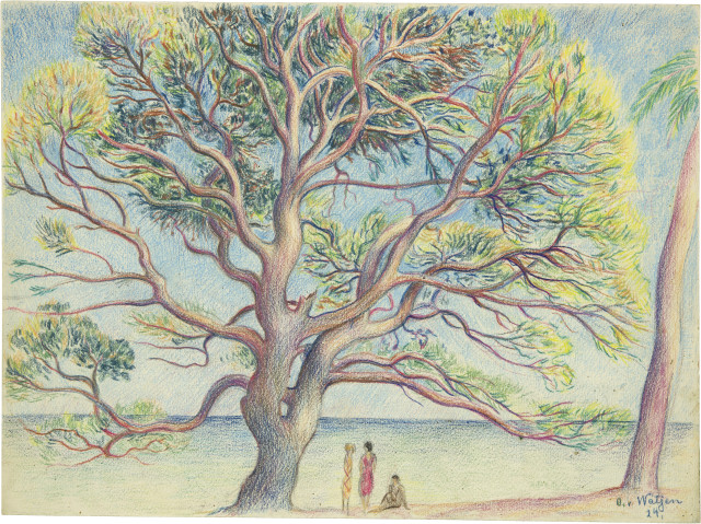 Otto von Wätjen : Grosser Baum am Strand, 1924