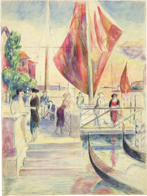 Otto von Wätjen  : Am Schiffssteg, Venedig , Around 1920
