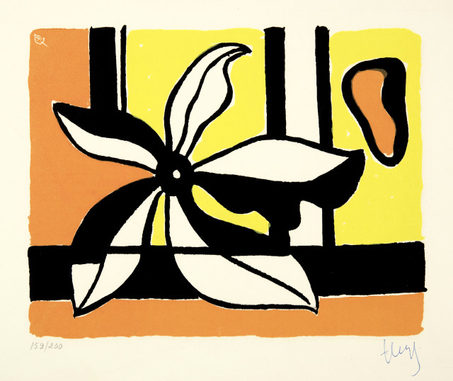 Fernand Léger : Fleur sur fond jaune et orange, Around 1954