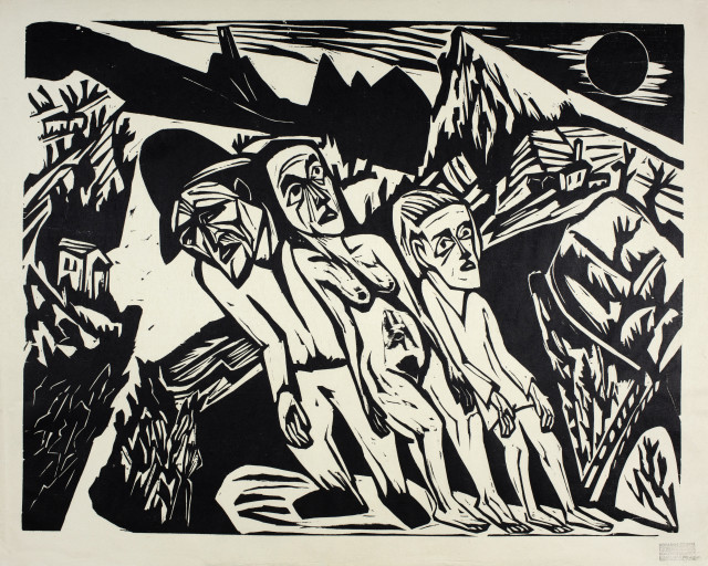 Hermann Scherer  : Figuren in Landschaft , Um 1925/26, Auflage 1974/76 