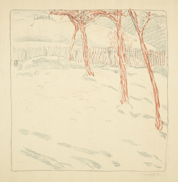 Cuno Amiet : Winterlandschaft mit vier Bäumen, 1912