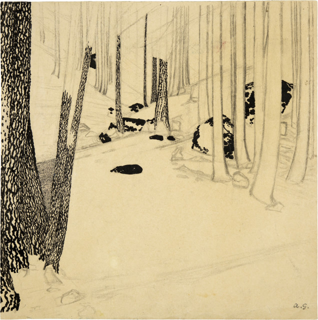 Augusto Giacometti  : Waldinneres , Um 1900 