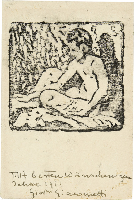 Giovanni Giacometti : Sitzender Knabenakt nach links (Diego), ..., 1910