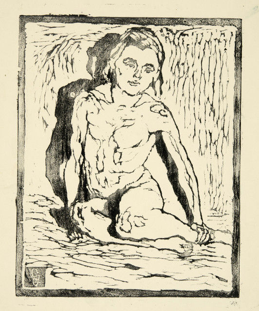 Giovanni Giacometti : Kniender Mädchenakt von vorn – Ottilia, 1911