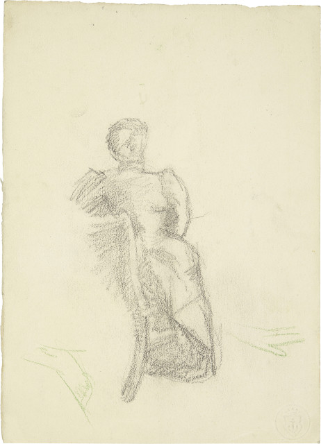 Giovanni Giacometti : Sitzende Frau, Rückenansicht. - Rückseitig:..., Around 1910