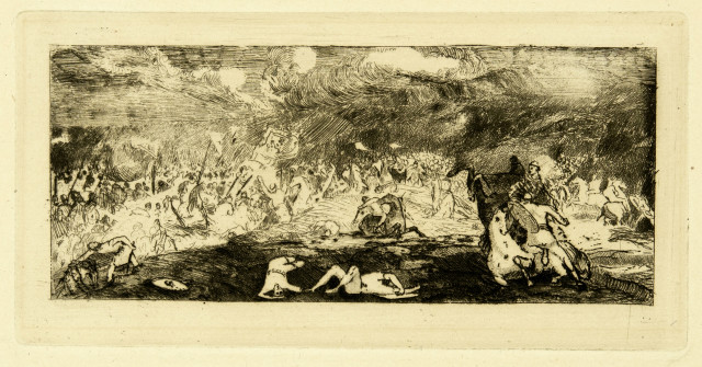 Odilon Redon  : Bataille , 1865, printed 1922