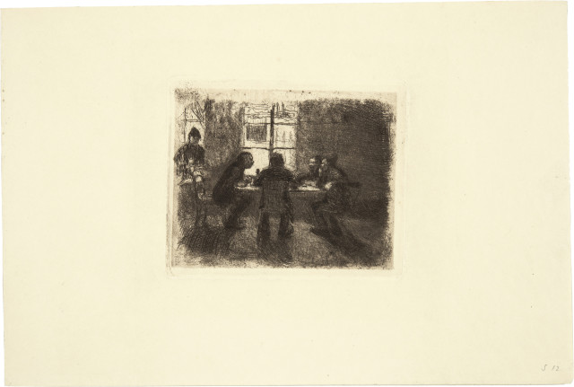 Käthe Kollwitz : Vier Männer in der Kneipe, 1892-1897 (edition as of 1931)