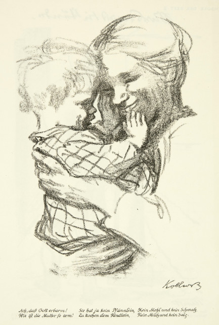 Käthe Kollwitz  : Mutter mit Kind auf dem Arm , Beginning of April 1916