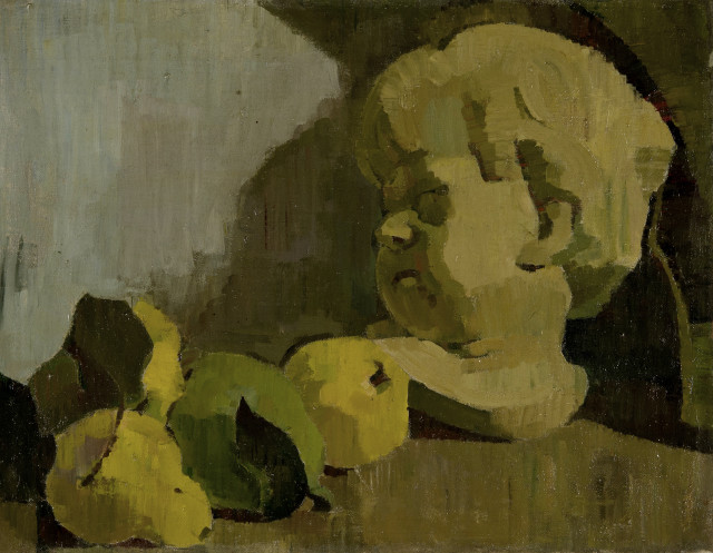 Werner Neuhaus : Stillleben mit Puttenkopf und Quitten, 1922
