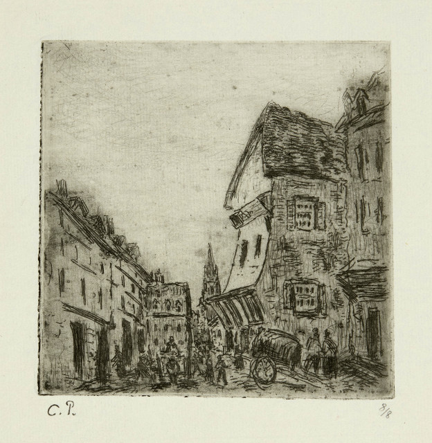 Camille Pissarro : Vieille rue à Rouen (Rue Malpalue), 1883