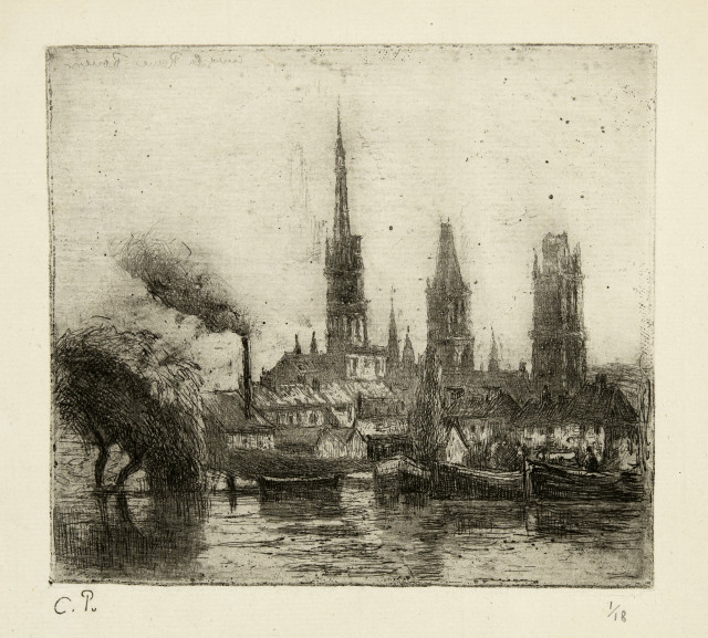 Camille Pissarro  : Cours-La-Reine ou Bords de la Seine, à  ..., 1884