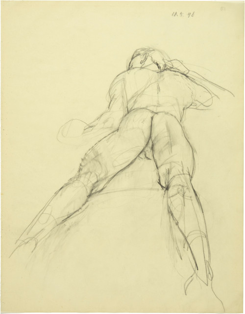 Anton Kolig : Liegender Männerakt von hinten, 1946