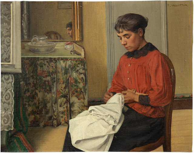 Félix Vallotton  : Jeune femme cousant , 1891 