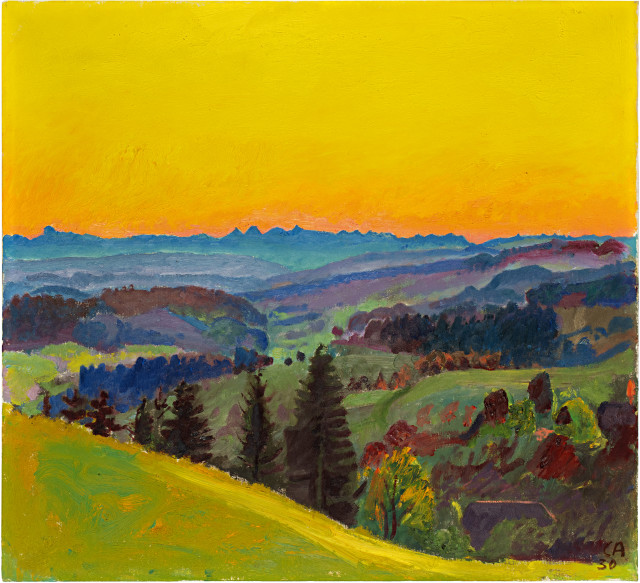 Cuno Amiet : Aussicht von der Lueg im Abendrot, 1930