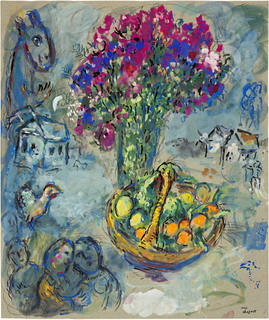 Marc Chagall : Fête avec fleurs et fruits, circa 1981