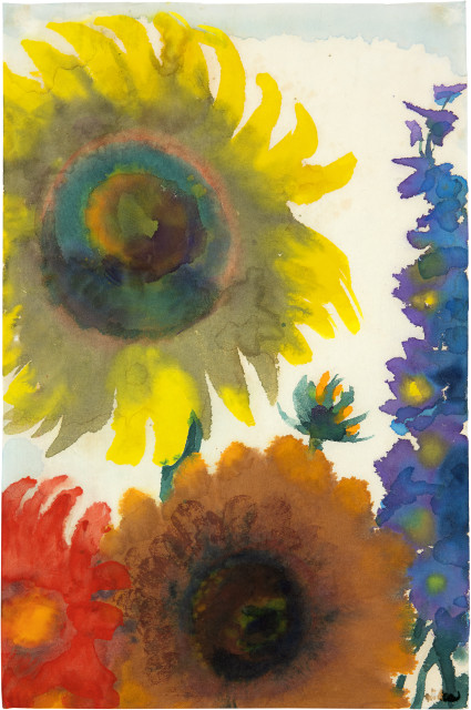 Emil Nolde : Sonnenblumen und Rittersporn, Circa 1935