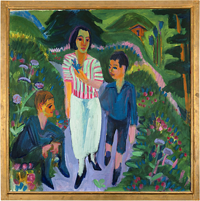 Ernst Ludwig Kirchner : Frau mit Knaben, Spaziergang (recto) - Hü..., 1920 (recto) - 1919 (verso)