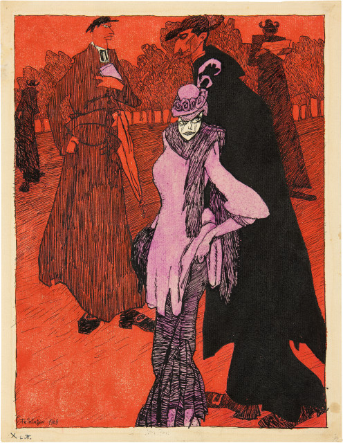 Lyonel Feininger : Jesuiten - Frau mit Jesuitenpriestern, 1908