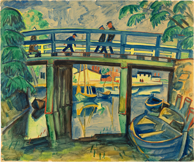 Hermann Max Pechstein  : Studie zu Grosse Mühlgrabenbrücke , 1921