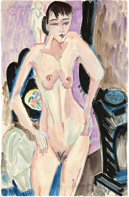 Ernst Ludwig Kirchner : Stehender Akt am Ofen, 1913