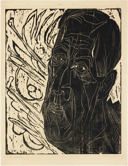 Ernst Ludwig Kirchner : Kopf Henry van de Velde, dunkel - Schwarzer ..., 1917
