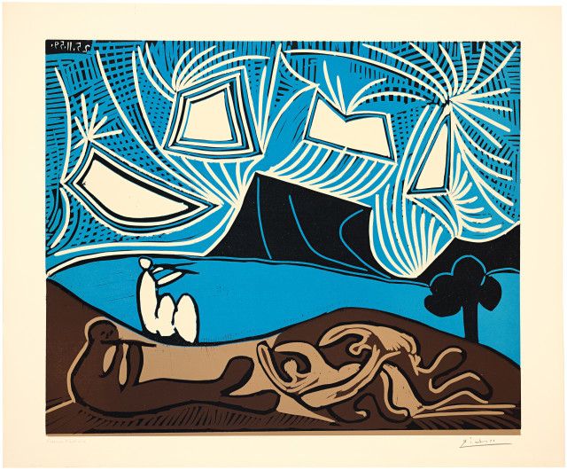 Pablo Picasso : Couple et flûtistes au bord d’un lac (..., Cannes, 25 November 1959
