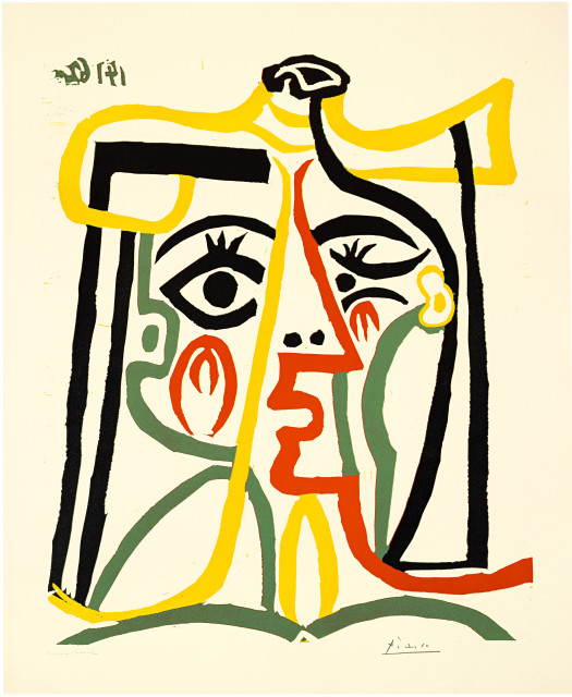 Pablo Picasso  : Portrait de Jacqueline au chapeau de paille , 14. Januar 1962 