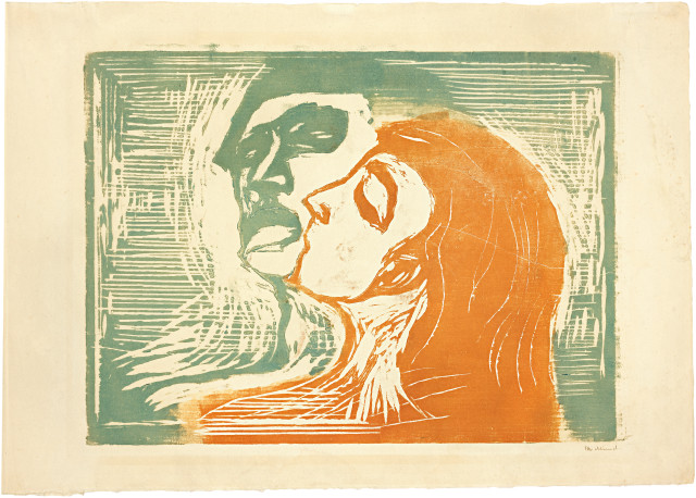 Edvard Munch : Kopf bei Kopf - Mann und Weib, sich küssend, 1905 - printed after 1914