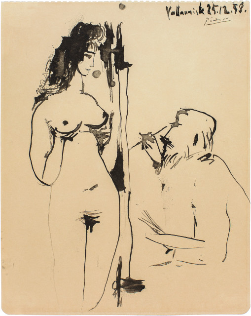 Pablo Picasso  : Peintre et modèle , 25. Dezember 1953 