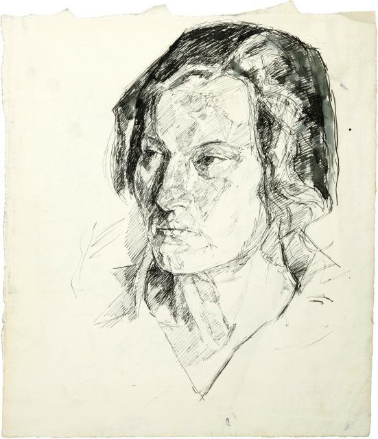 Alberto Giacometti  : Portrait d'Ottilia (recto) - Esquisse de  ..., Um 1925 