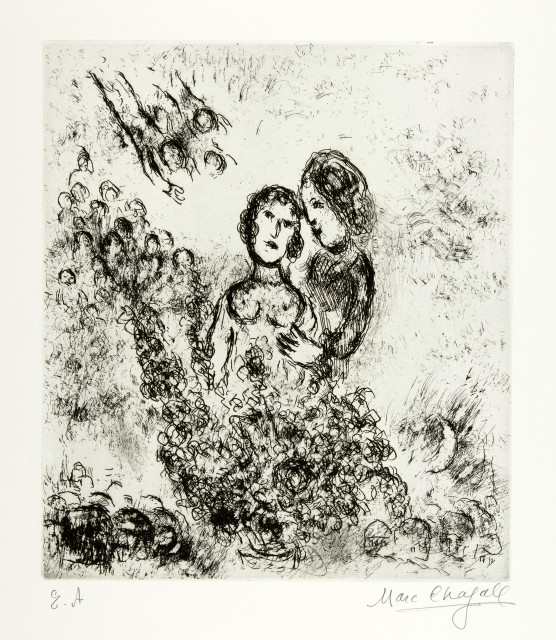 Marc Chagall : Couple et anges, 1980