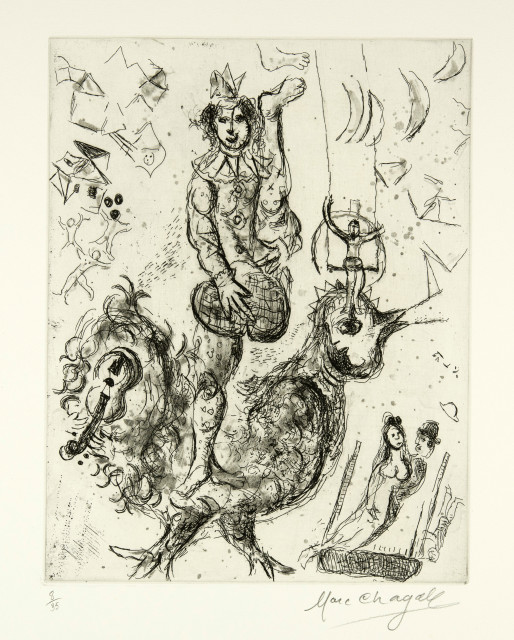 Marc Chagall  : Le clown-acrobate , 1967
