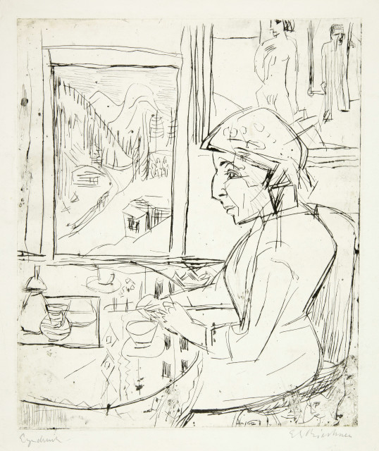 Ernst Ludwig Kirchner : Bäuerin am Tisch, 1924