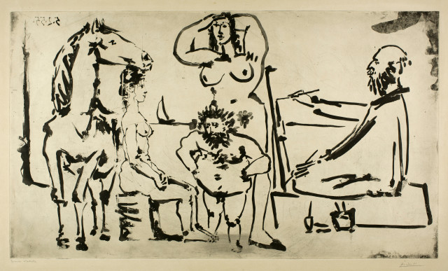 Pablo Picasso : Le peintre sur la plage, Paris, 5 February 1955