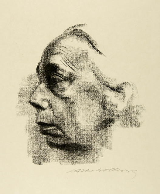 Käthe Kollwitz : Selbstbildnis im Profil, Spring 1927