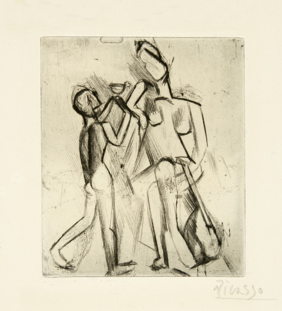 Pablo Picasso  : Deux figures nues: Femme à la guitare et  ..., Spring 1909