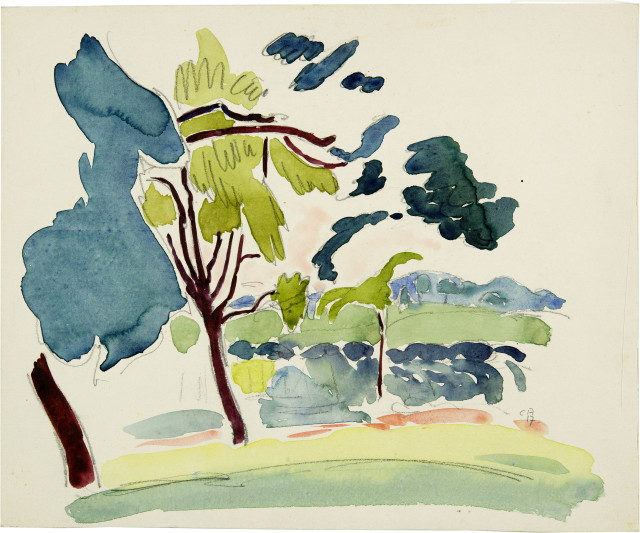 Cuno Amiet : Landschaft mit Obstbäumen, 1917