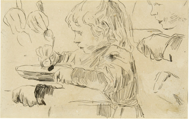 Albert Anker : Studien zu 'Suppe essendes Mädchen - Mä..., 1898