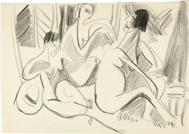 Ernst Ludwig Kirchner  : Studie zu Akte im Wald , 1933-1934
