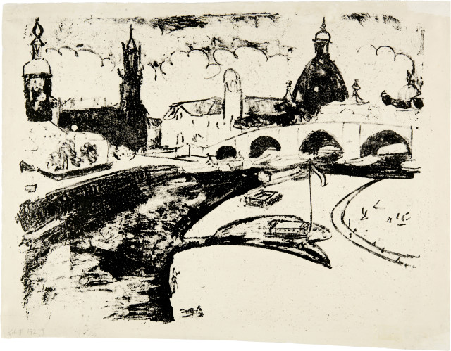 Ernst Ludwig Kirchner : Augustusbrücke, Hofkirche und Frauenkirche, ..., 1910