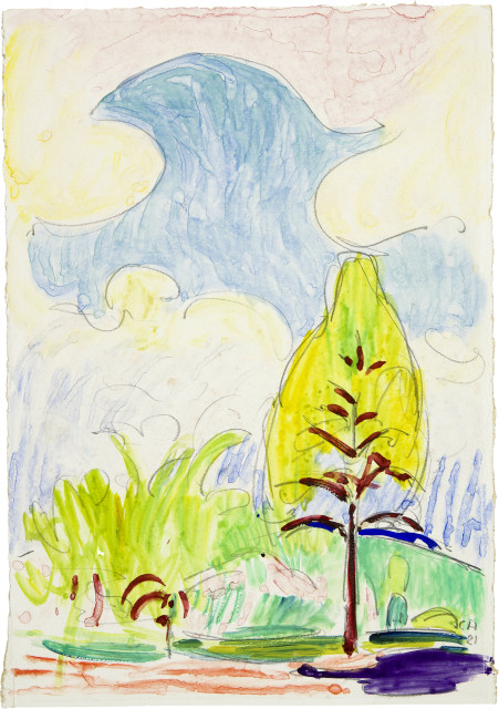 Cuno Amiet : Landschaft mit Baum, 1921