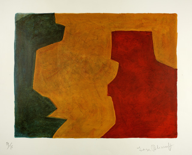 Serge Poliakoff  : Composition verte, organge et lie-de-vin , 1966