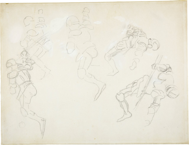 Ferdinand Hodler  : Studien von gepanzerten Kriegern zu Rü ..., 1897-1898
