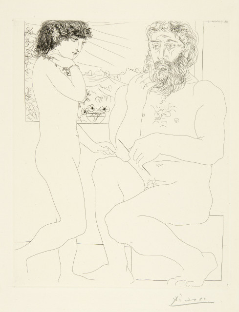 Pablo Picasso  : Sculpteur songeant, modèle aux cheveux  ..., Paris, 7. April 1933 