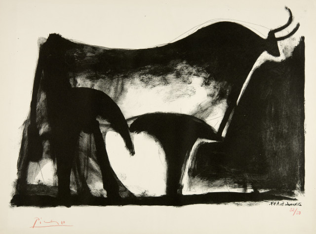 Pablo Picasso : Le taureau noir, Sunday, 20 April 1947