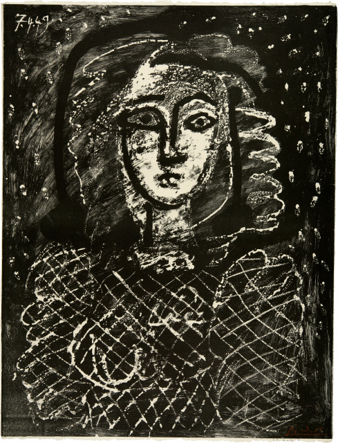 Pablo Picasso : Buste au fond étoilé, 7 March 1949