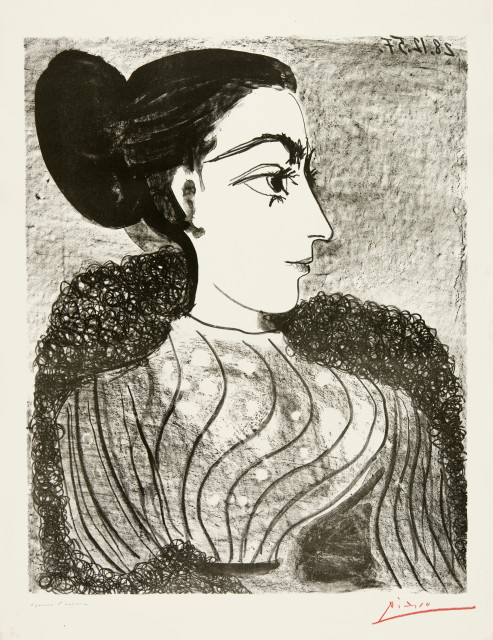Pablo Picasso : Femme au chignon, Cannes, 28 December 1957