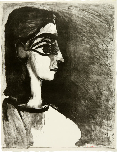 Pablo Picasso : Buste de profil, Cannes, 16 December 1957